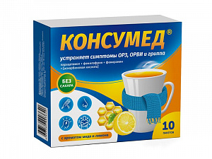 Порошок для приготовления раствора от простуды и гриппа №10 Мед-Лимон