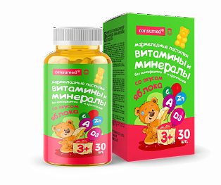 Мармеладные пастилки Витамины и Минералы 3+, жеват. №30